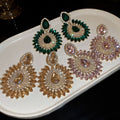 Alloy Teardrop Flower Stud Earrings With Sparkling Rhinestones, Vintage Statement Style view 1