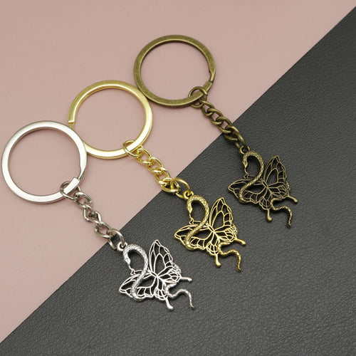 Metal Snake And Butterfly Keychain Bag Charm
