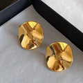 Gold Plated Metal Irregular Circle Stud Earrings With Silver Posts, Bold Geometric Fashion Style view 4