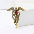 Alloy Enamel Angel Wing Snake Staff Brooch Pin For Men Apparel view 2