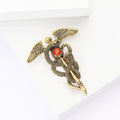 Alloy Enamel Angel Wing Snake Staff Brooch Pin For Men Apparel view 3