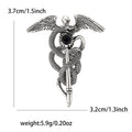 Alloy Enamel Angel Wing Snake Staff Brooch Pin For Men Apparel view 6