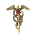Alloy Enamel Angel Wing Snake Staff Brooch Pin For Men Apparel view 5