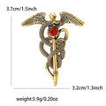 Alloy Enamel Angel Wing Snake Staff Brooch Pin For Men Apparel view 4