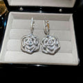 Silver Zircon Flower Copper Ear Cuff Earrings, Fresh Forest Style Luxury Sparkle Jewelry view 4