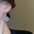 Silver Zircon Flower Copper Ear Cuff Earrings, Fresh Forest Style Luxury Sparkle Jewelry view 3