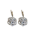 Silver Zircon Flower Copper Ear Cuff Earrings, Fresh Forest Style Luxury Sparkle Jewelry view 5