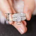 Light Luxury Zircon Inlaid Couple Ring Set For Women, 2 Piece Engagement Wedding Jewelry view 4