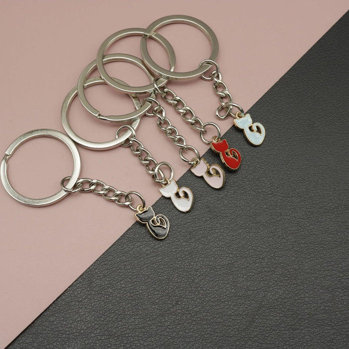 Metal Cat Keychain Enamel Bag Charm
