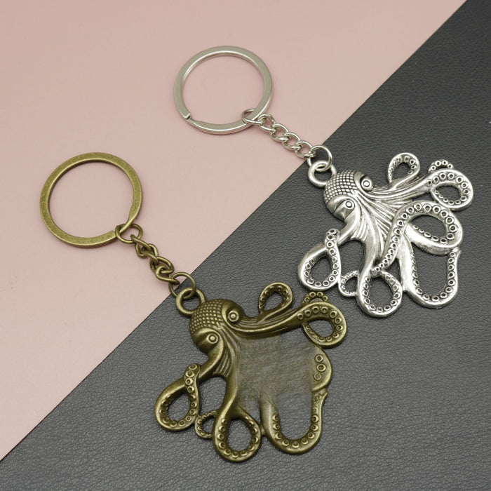 Zinc Alloy Octopus Squid Keychain For Ocean Animal Gift