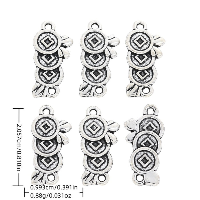 Antique Silver Zinc Alloy Coin Charm Pendant for DIY Necklace Bracelet Jewelry Making