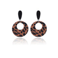 Vintage Leopard Print Round Hoop Acrylic Drop Earrings For Women, Geometric Statement Dangle Earrings view 5
