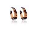Vintage Hong Kong Style Leopard Tortoiseshell C Shape Acrylic Hoop Studs For Women Autumn Winter Earrings view 5