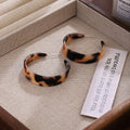 Vintage Hong Kong Style Leopard Tortoiseshell C Shape Acrylic Hoop Studs For Women Autumn Winter Earrings view 4
