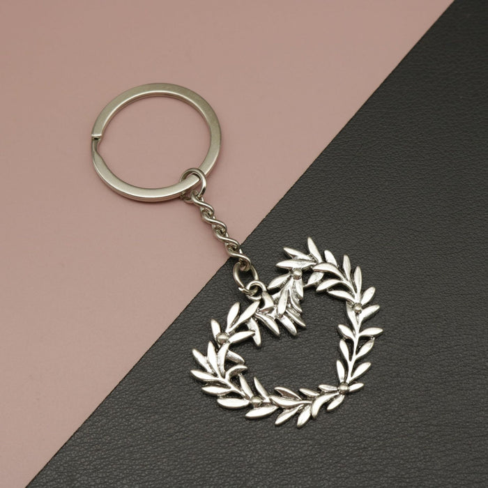Zinc Alloy Wreath Heart Keychain Bag Charm Gift