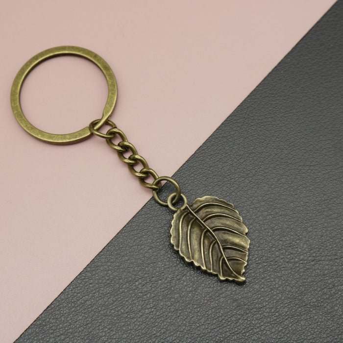 Metal Leaf Keychain Bag Charm