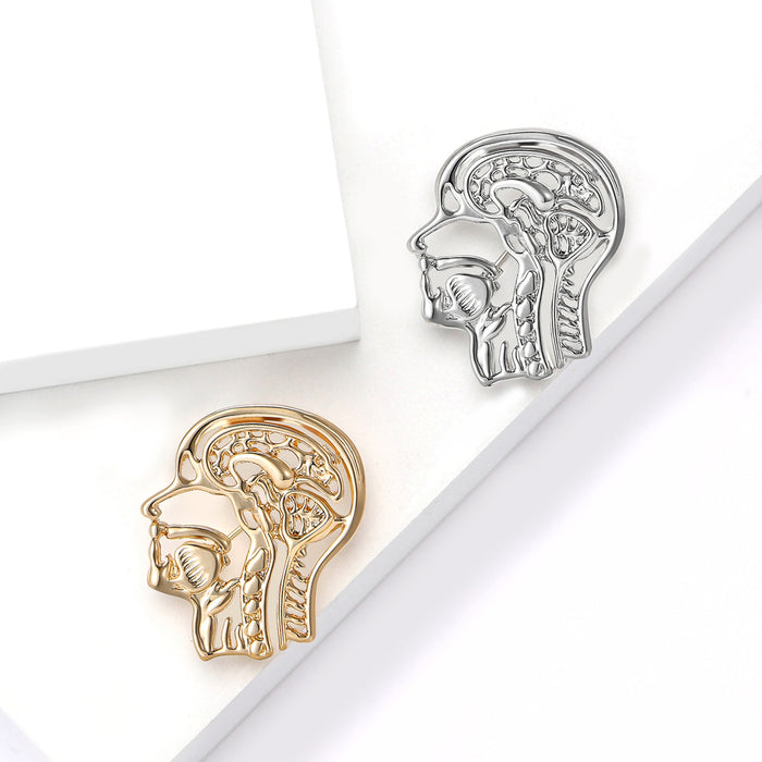 Electroplated Alloy Abstract Head Brooch Pin For Fashion Lapels