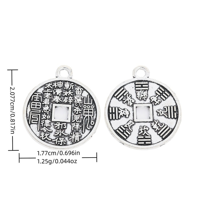 Antique Silver Zinc Alloy Bagua Charm Pendant for DIY Necklace Bracelet Jewelry Making