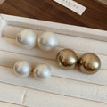 Round Faux Pearl Stud Earrings With Silver Pins, Geometric Light Luxury Versatile Style view 1
