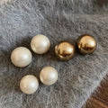 Round Faux Pearl Stud Earrings With Silver Pins, Geometric Light Luxury Versatile Style view 3