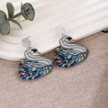Creative Colorful Enamel Swan Cat Animal Drop Earrings For Women Elegant Rhinestone Acrylic Statement Earrings view 2