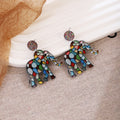 Creative Colorful Enamel Swan Cat Animal Drop Earrings For Women Elegant Rhinestone Acrylic Statement Earrings view 3