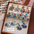 Creative Colorful Enamel Swan Cat Animal Drop Earrings For Women Elegant Rhinestone Acrylic Statement Earrings view 1