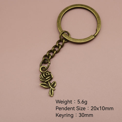 Metal Rose Flower Keychain Fashion Bag Charm Gift