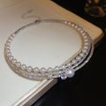 Elegant Copper Rhinestone Multilayer Pearl Round Choker Necklace For Women view 2