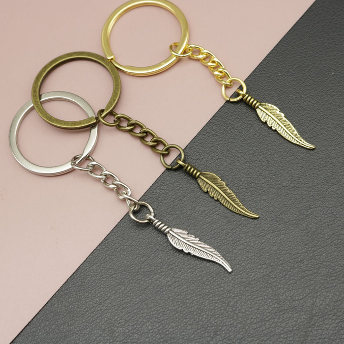 Metal Feather Keychain Boho Bag Charm Key Ring Gift