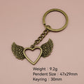 Zinc Alloy Heart Wing Keychain Bag Charm Gift Key Ring view 2
