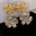 3D Pleated Metal Flower Stud Earrings For Women, Exaggerated Statement Fashion Jewelry view 2