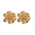 3D Pleated Metal Flower Stud Earrings For Women, Exaggerated Statement Fashion Jewelry view 5