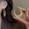 Gold Plated Copper Twisted Hoop Earrings With Silver Posts Chic Geometric Statement Jewelry view 2
