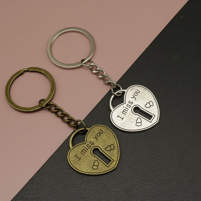 Zinc Alloy Heart Lock Keychain Bag Charm Gift
