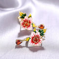 Floral Morning Glory Drop Earrings For Women Water Drop Geometric Pastoral Fashion Jewelry view 3