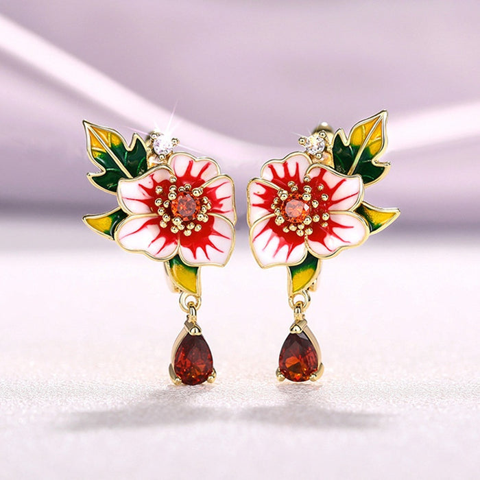 Floral Morning Glory Drop Earrings For Women Water Drop Geometric Pastoral Fashion Jewelry
