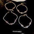 Sparkling Zircon Butterfly Flower Copper Plastic Bangle For Women Luxury Fashion Jewelry view 4