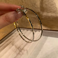 Oversized Copper Round Hoop Earrings With Silver Pins Minimalist Geometric Statement Style view 3