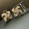 Micro Pave Flower Stud Earrings For Women, Fashion Light Luxury Sweet Elegant Floral Jewelry view 4