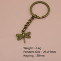 Zinc Alloy Dragonfly Keychain Bag Charm Gift – Antique Copper view 2