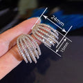 Light Luxury Geometric Line Stud Earrings With Micro Pave Zircon For Bridal Engagement Banquet view 4