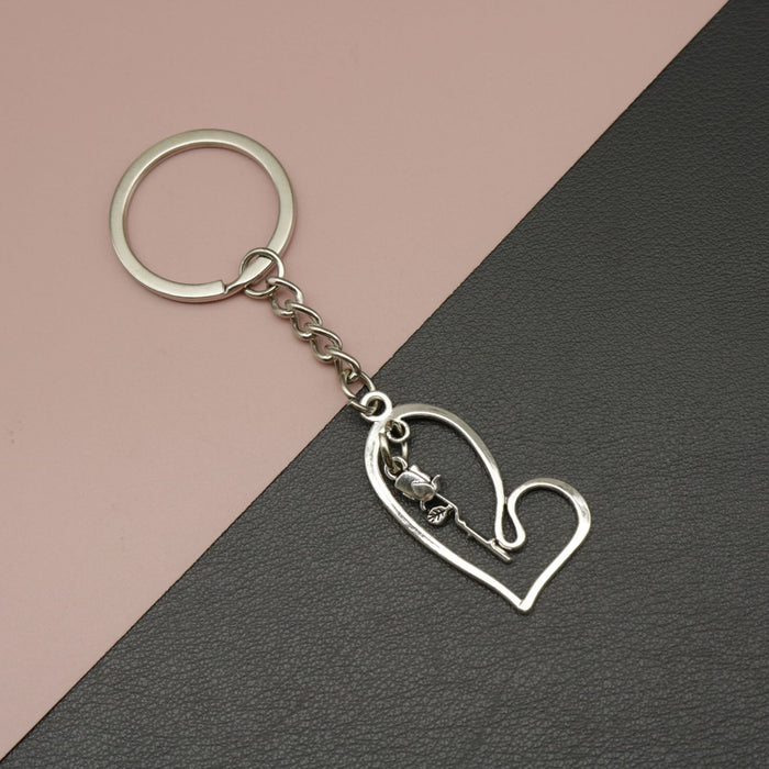 Zinc Alloy Heart Rose Keychain Romantic Bag Charm
