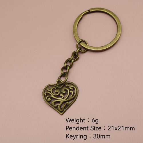 Metal Geometric Heart Keychain Key Ring Bag Charm Gift