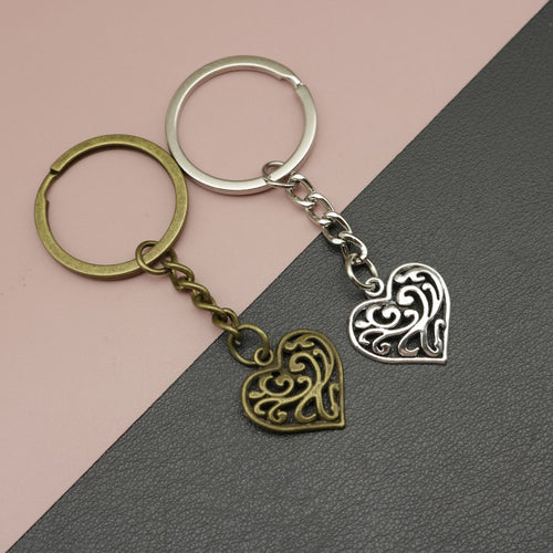Metal Geometric Heart Keychain Key Ring Bag Charm Gift