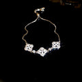 Adjustable Copper Bangle With Enamel Drip Zircon Diamond Flower Design Light Luxury Jewelry view 4