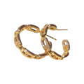 Gold Plated Copper C-Shaped Stud Earrings With Silver Posts, Zircon Chain Link Letter Style view 5