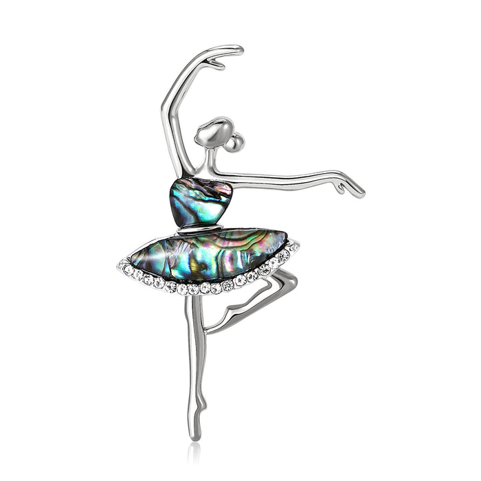 Abalone Shell Alloy Dancing Girl Brooch For Suits And Cardigans