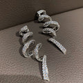Exaggerated Zircon Inlaid Linear Drop Earrings For Women, Sparkling Banquet Gown Jewelry view 5