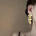 Alloy Floral Rhinestone Tassel Drop Earrings Chic Elegant Light Luxury Style view 2